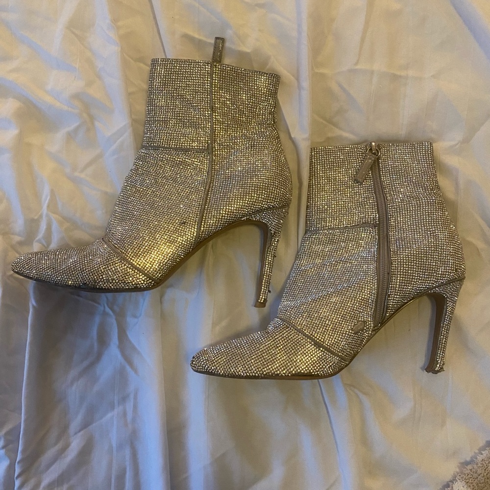Steve Madden Sparkly Sequin Silver Boots